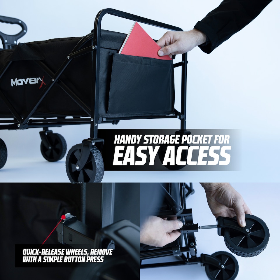 image 1 of MoverX 70L Folding Camping Trolley, Festival Wagon, Portable Garden Cart, Beach, Outdoor