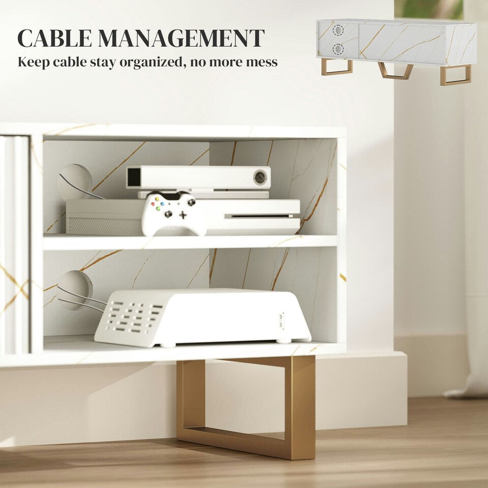 image 1 of HOMCOM TV Unit, TV Stand Cabinet with Shelves and Storage Cupboard White