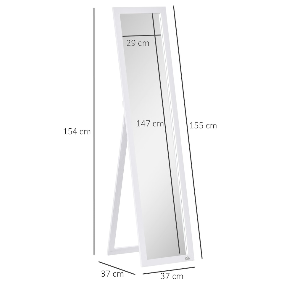 image 1 of HOMCOM Full Length Mirror, Floor Standing or Wall-Mounted Long Mirror, White