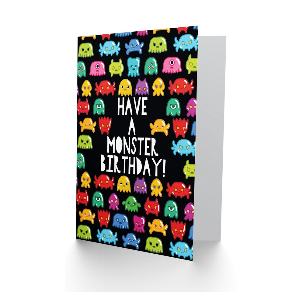 image 1 of Monster Birthday Kids Boys Cute Bright Greeting Card