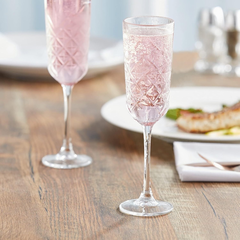 image 1 of 175ml Pasabahce Set of Glass Stemmed Champagne Flutes | Clear | 8 Glasses | 8