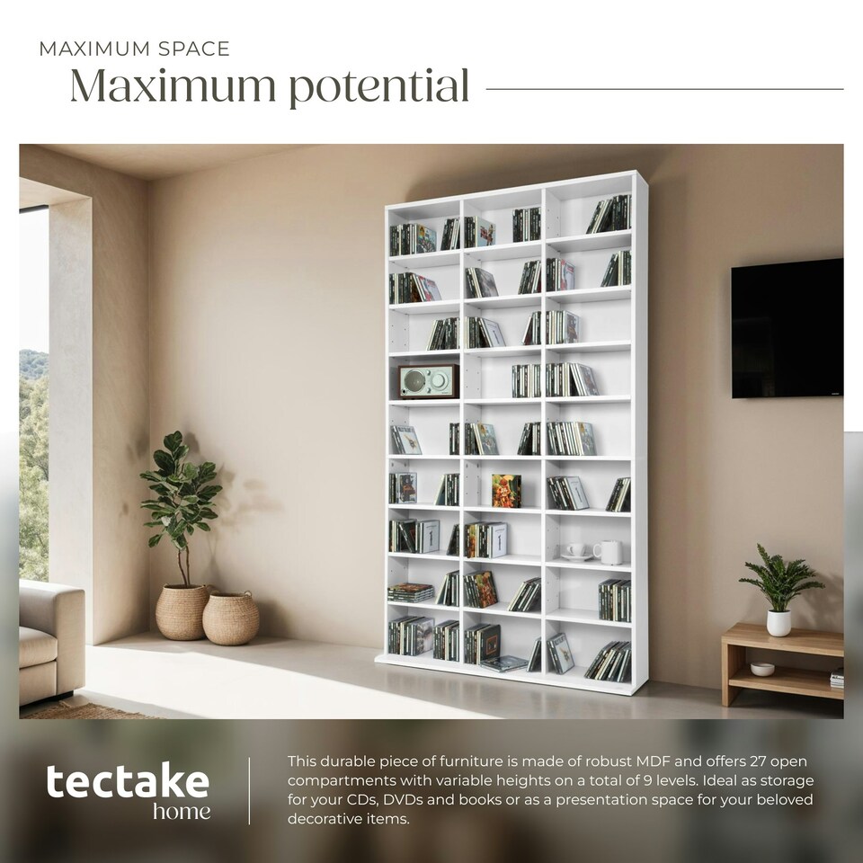 image 1 of CD Shelf Unit Christel - 27 compartments for up to 1080 CDs White