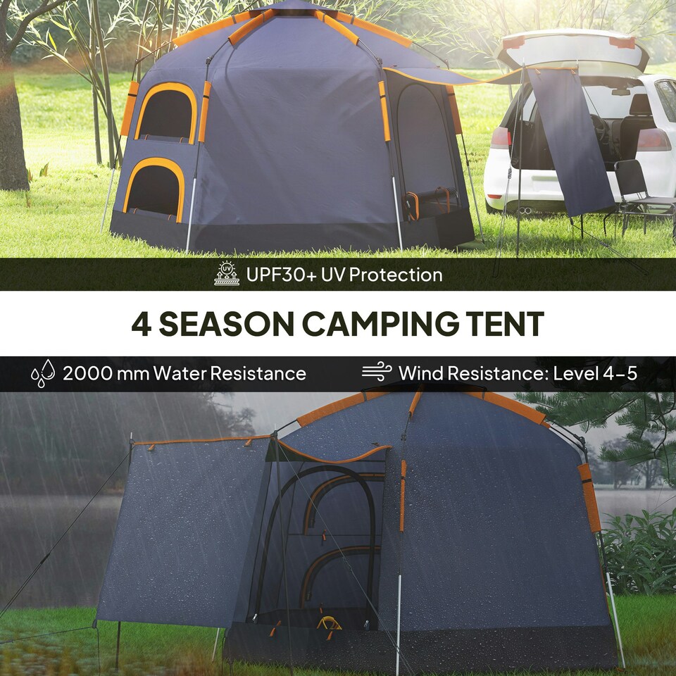 image 1 of Outsunny 2-4 Person Tent, Instant Pop Up Camping Tent Orange | Orange