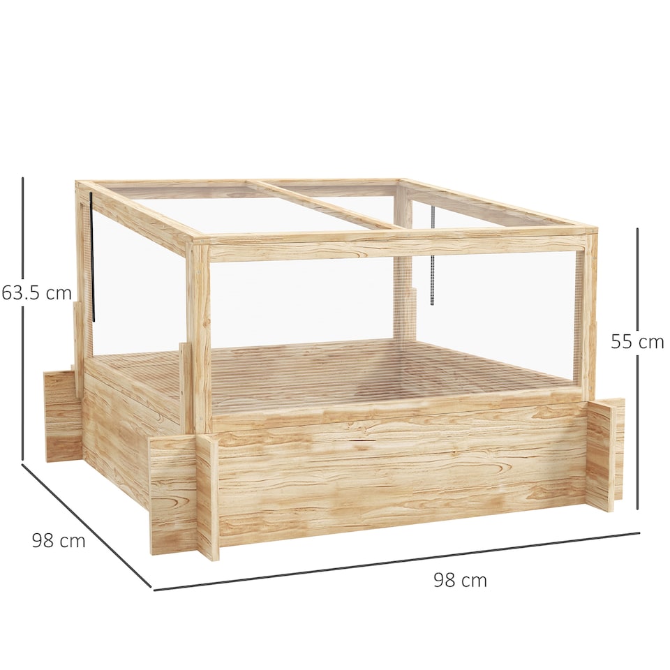 image 1 of Outsunny Outdoor Raised Garden Bed with Cold Frame Greenhouse and Openable Top