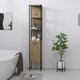 image 8 of HOMCOM Tall Bathroom Cabinet with 3 Open Shelves Adjustable Shelf, Natural | Brown | Black | 33 x 33 x 185 cm