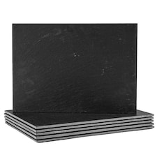 Argon Tableware 6x Linea Slate Placemats - Rectangular Natural Stone Smooth Edge Slate Dinner Mats Dinnerware Plate Placemats | Black | Natural | One Size | 6