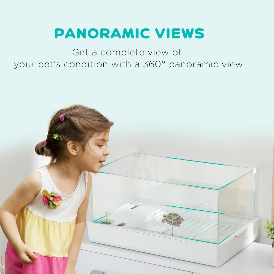 image 1 of PawHut Turtle Tank, Glass Tank w/ Basking Platform, Reptile Habitat