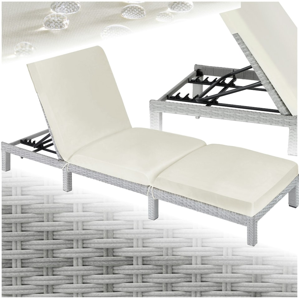 image 1 of Sun Lounger Sofia - 6-step adjustable backrest, thick padding, UV-resistant Grey | Light Grey