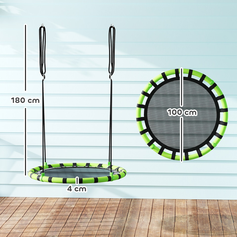 image 1 of AIYAPLAY Kid Nest Swing Seat, 100cm Diameter Round Saucer Swing Set, Black