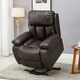 image 6 of Chester Single Motor Rise Recliner Bonded Leather Heat & Massage Chair (Brown)