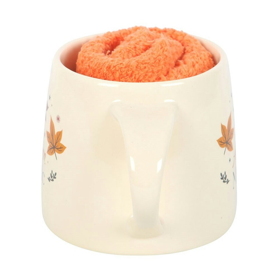image 1 of Something Different Autumn Magic Mug and Sock Set - Off White/Orange - One Size