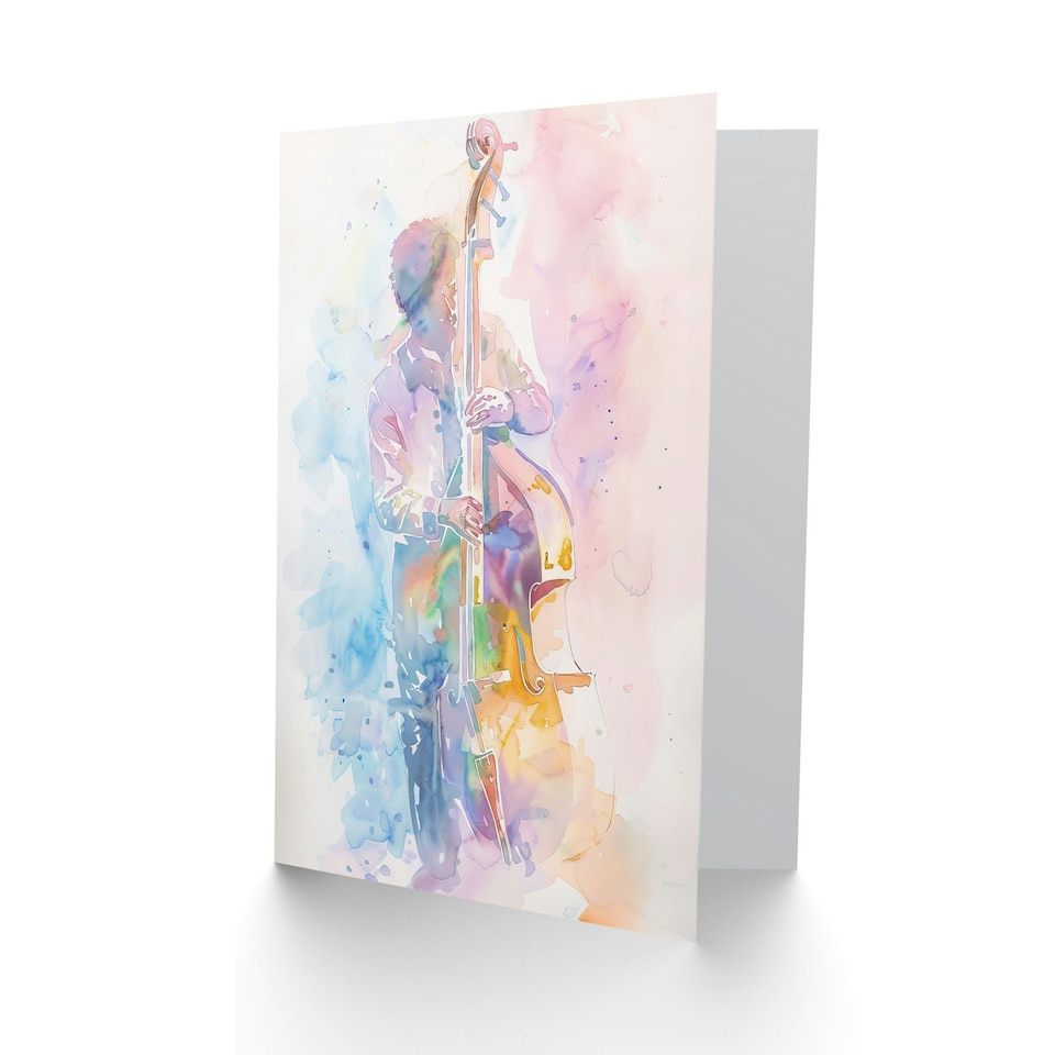 image 1 of Double Bassist Jazz Musician Light Him Her Birthday Card