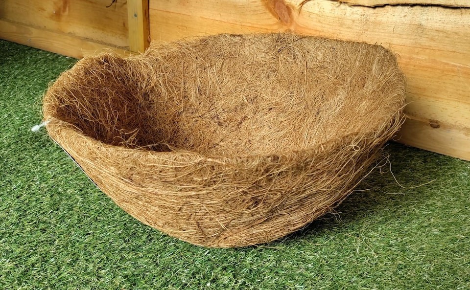 image 1 of Natural Coco Hanging Basket Liner Cupped Shaped For A 12 Inch Basket