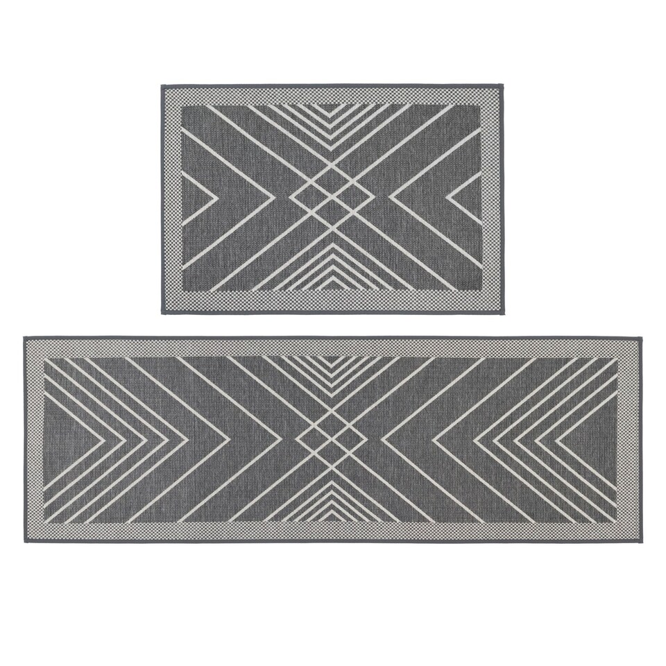 image 1 of JVL Expression Machine Washable Entrance Doormat and Runner Set - Stripe