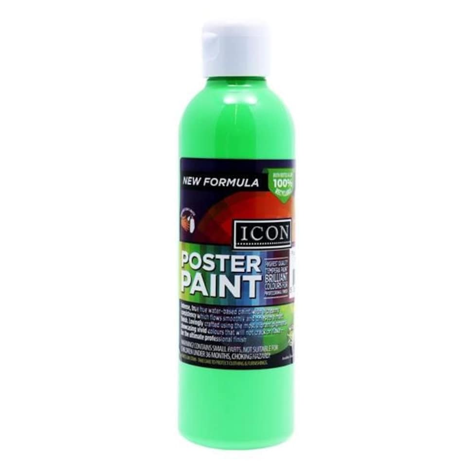 image 1 of 300ml Green Glow Fluorescent Poster Paint by Icon Art