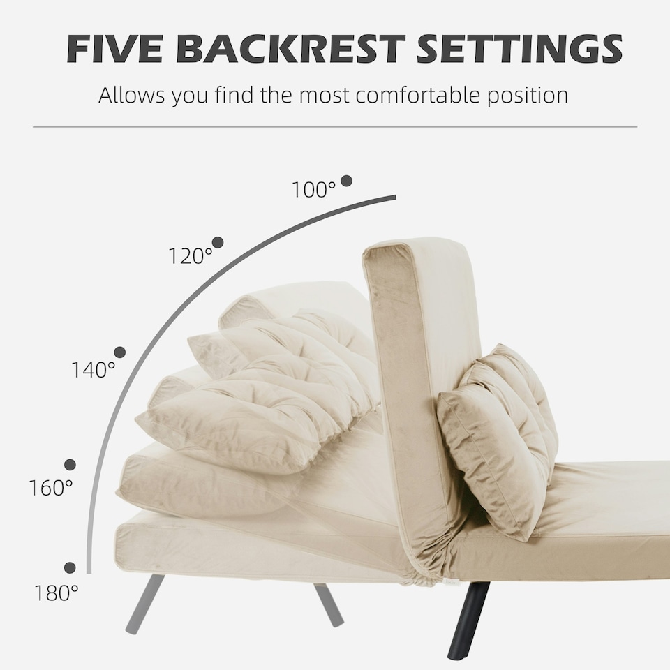 image 1 of HOMCOM Click Clack 2 Seater Sofa Bed Settee for Living Room, Beige