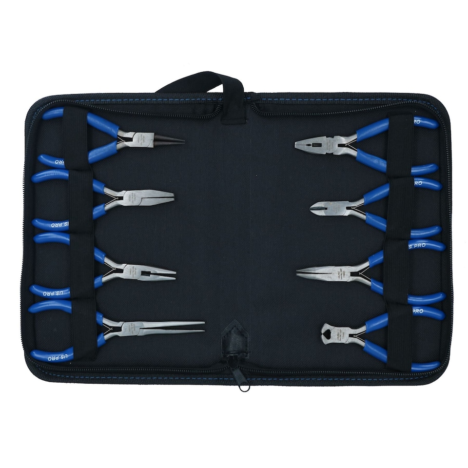 image 1 of Mini Plier Set Craft Jewellery Making Cutters Long Nose Circlips Engineers 8pc Set