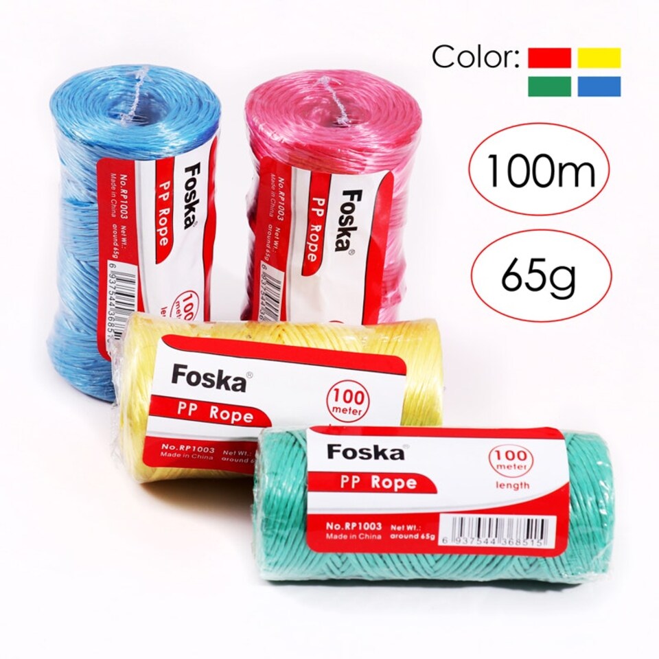 image 1 of 100m Plastic Colourful PP Rope 65g