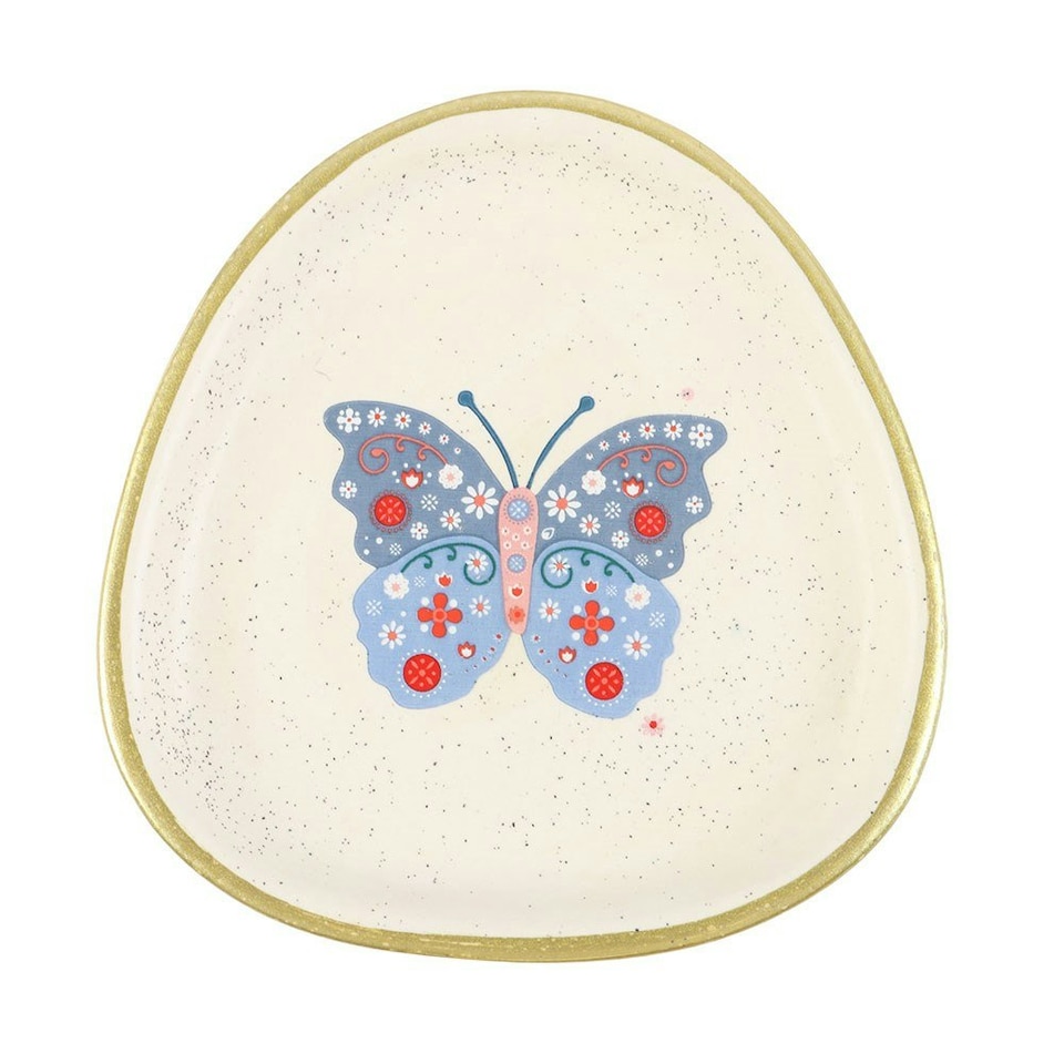 image 1 of Ceramic Floral Butterfly Jewellery Trinket Dish