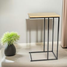 C Shaped Side Table Natural Brown Brown