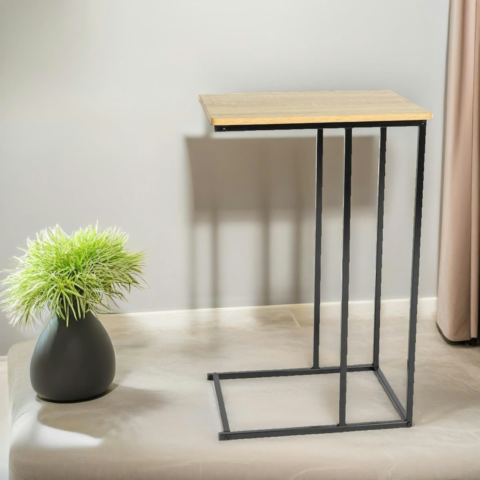 image 1 of C Shaped Side Table Natural Brown Brown