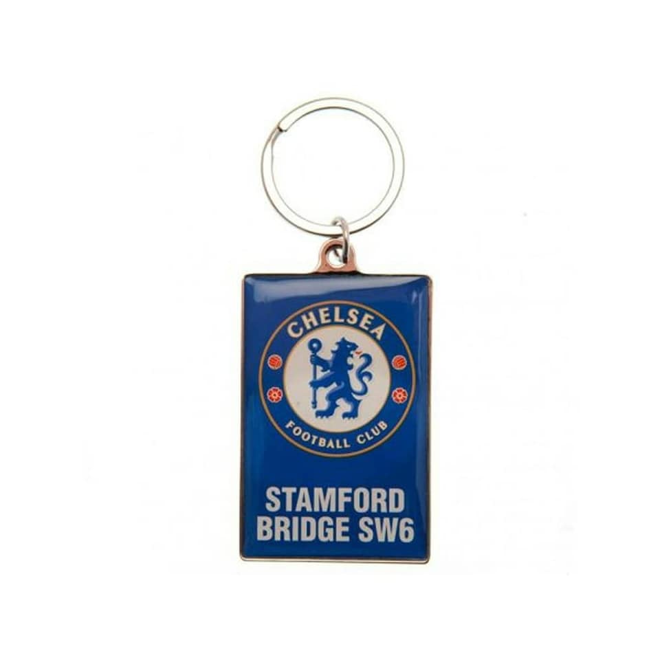 image 1 of Chelsea FC Stamford Bridge Crest Keyring - Blue/White/Silver - One Size
