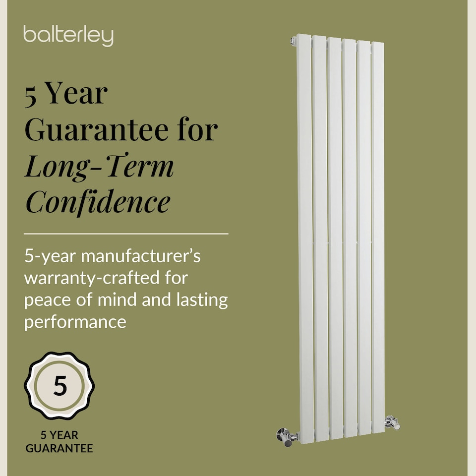 image 1 of Lucia Square Vertical Single Panel Radiator 1500 x 354mm - Satin White | White | Satin White | 1