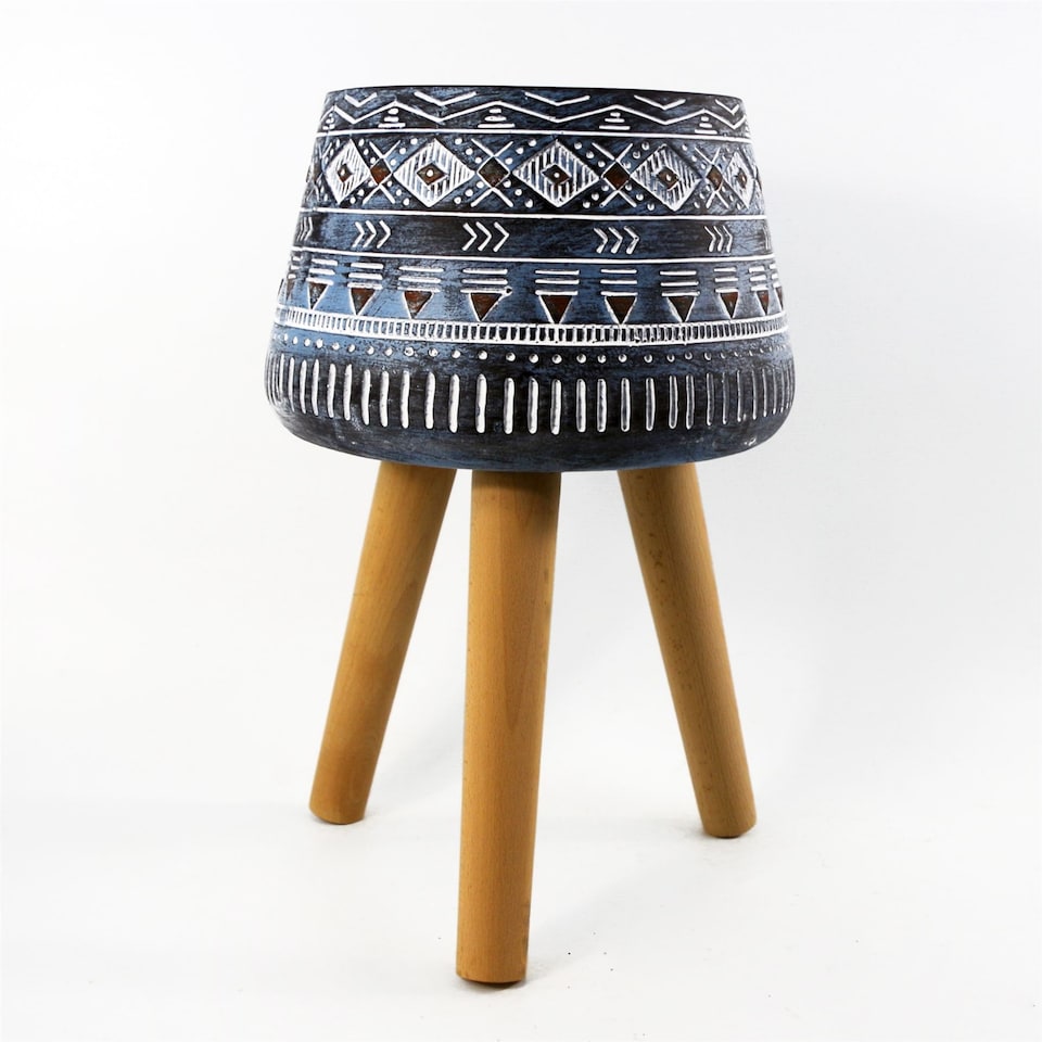 image 1 of 44cm x 26cm  Aztec Blue Composite  Large Planter | Blue