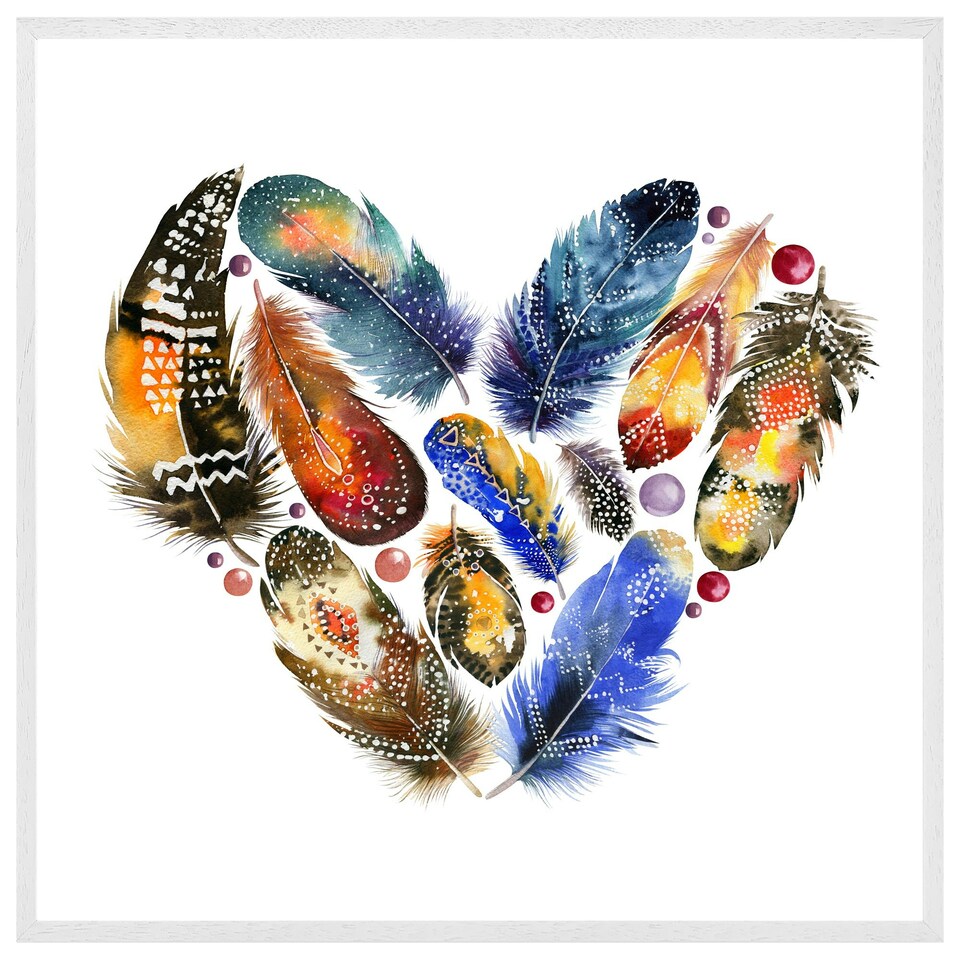 image 1 of Boho tribal heart (Picutre Frame) White | S
