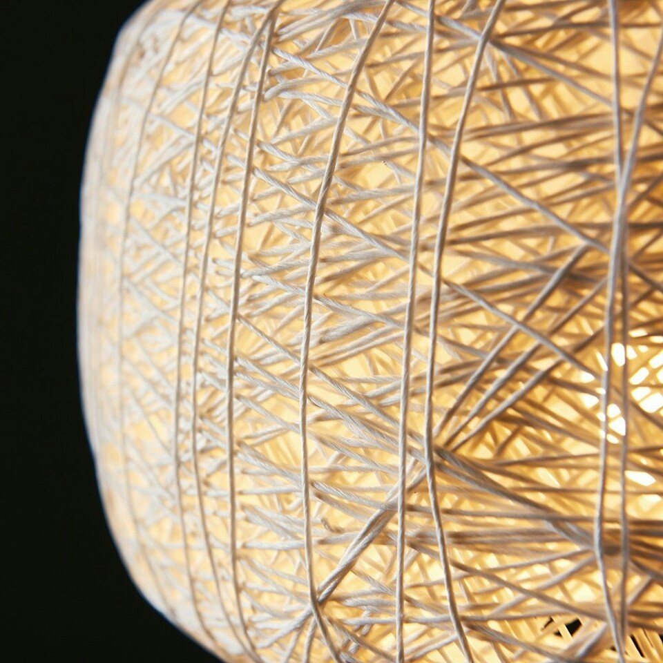 image 1 of ValueLights Bjorn White Ceiling Pendant Shade and B22 GLS LED 10W Warm White 3000K Bulb Cream