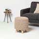 image 2 of Homescapes Indy Brown Macrame Storage Footstool