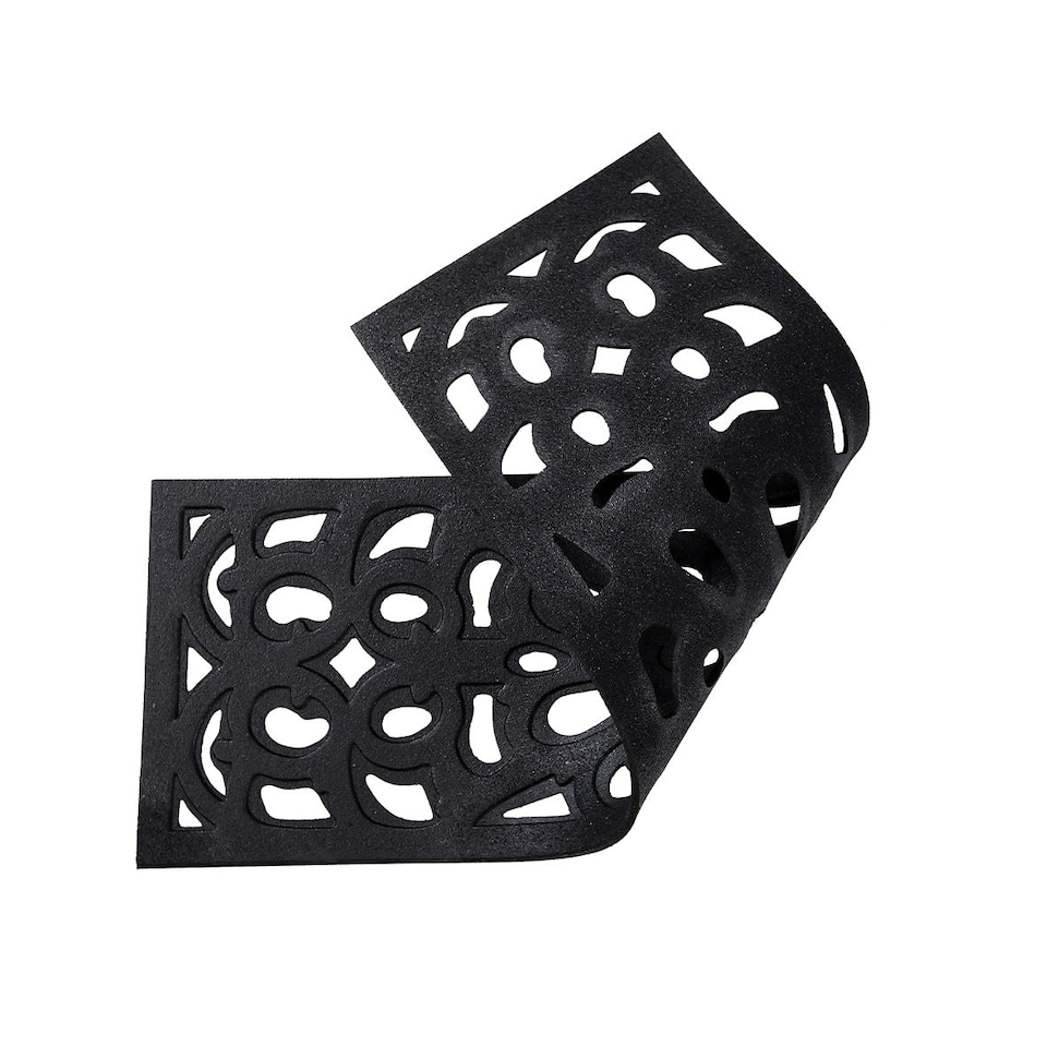 image 1 of Victorian Style Rubber Step Mat - Black