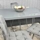 image 3 of Dining Table and 4 Grey Velvet  Chairs Grey  Glass Table 4 Velvet Chairs  Dining Room Furniture | Grey | 5