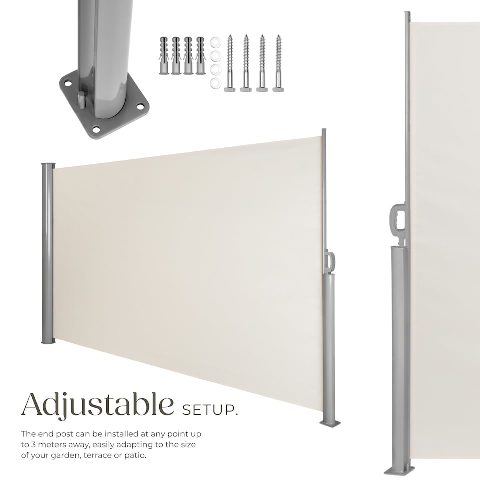 image 1 of Garden Privacy Screen with retractable side awning and aluminium casing | Cream | beige | 1