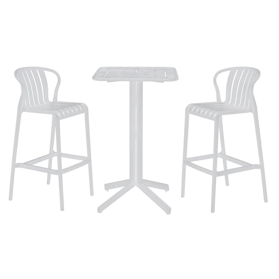 image 1 of Table set with 2 chairs Home ESPRIT White Metal polypropylene 60 x 60 x 102 cm N/A