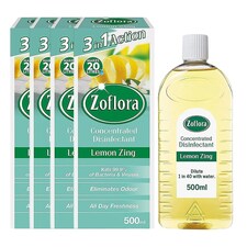 Zoflora Lemon Zing Disinfectant 500ml Multipack 4