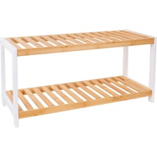 2 Tier Bamboo Shoe Rack Strong Design Shelf Organiser Holds up to 8 Pairs of Shoes Brown