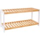 image 1 of 2 Tier Bamboo Shoe Rack Strong Design Shelf Organiser Holds up to 8 Pairs of Shoes Brown