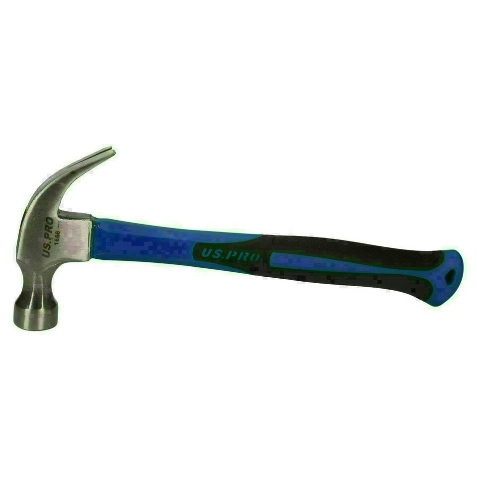 image 1 of Claw Hammer Fibreglass 16oz with TPR Handle Curved Rip Nail Steel Head