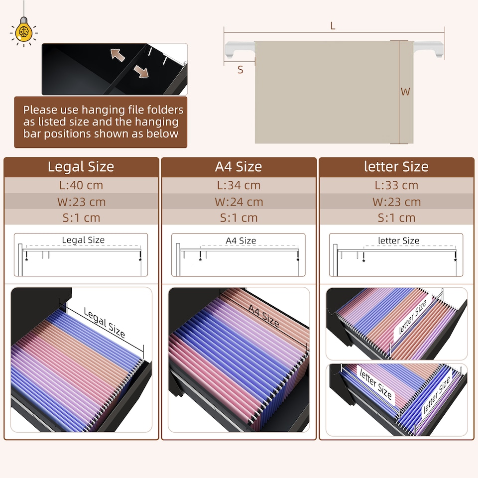 image 1 of Vinsetto 2-Drawer Mobile Filing Cabinet, Steel Lockable File Cabinet for Letter, A4 and Legal Size, Pre-Assembled Body, Black