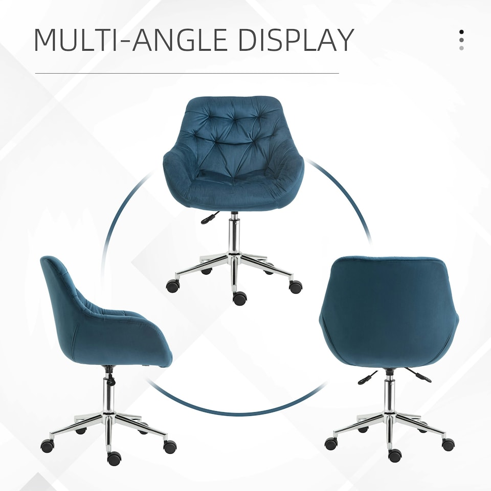 image 1 of Vinsetto Velvet Home Office Chair Desk Chair with Adjustable Height, Blue