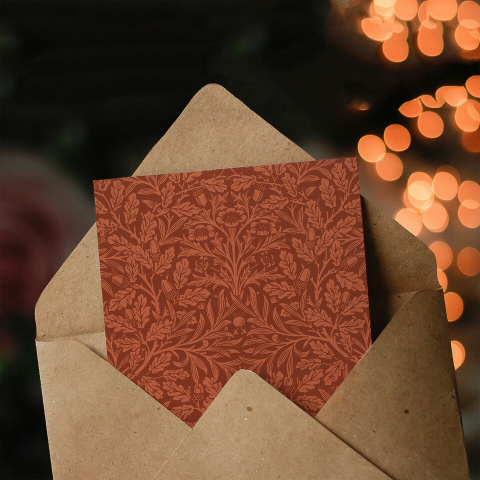 image 1 of William Morris Art Card Acorns and Oak Leaves Pattern