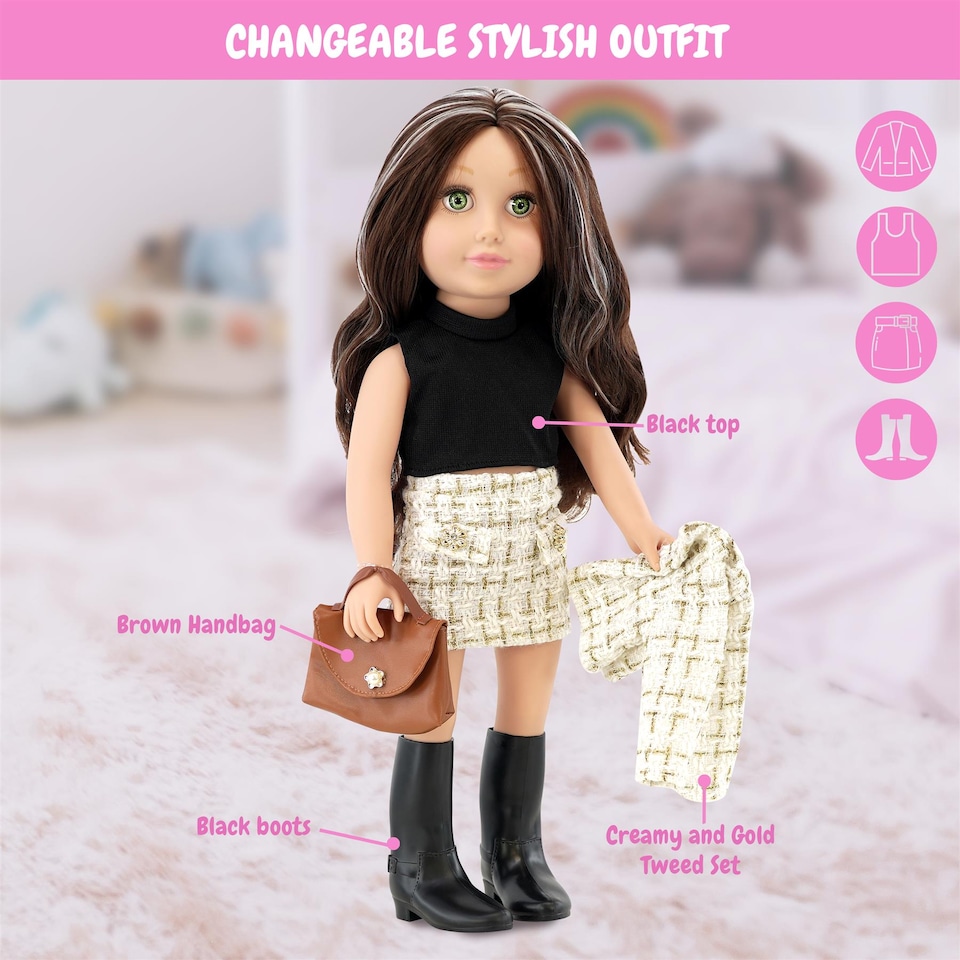 image 1 of BiBi Doll 18" Kiara Fashion Doll Toy With Movable Limbs
