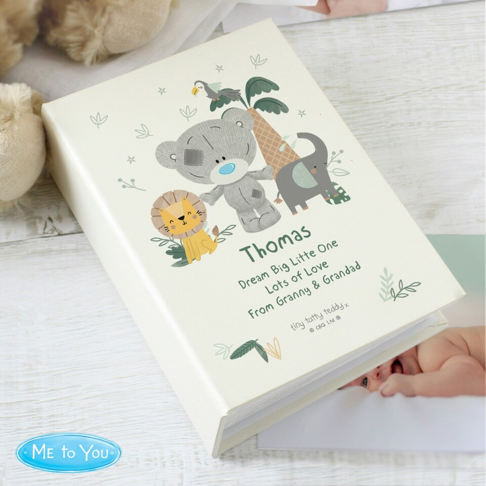 image 1 of Personalised Tiny Tatty Teddy Jungle Animals 6x4 Photo Album Cream