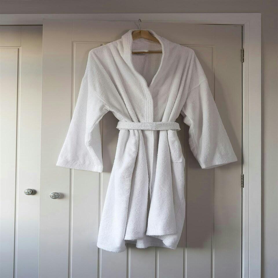 image 1 of Terry Shawl Collar Bathrobe White | One size