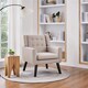 image 7 of Yaheetech Linen Fabric Accent Chair with Wood Legs Removable Cushion Grey | Dark Gray
