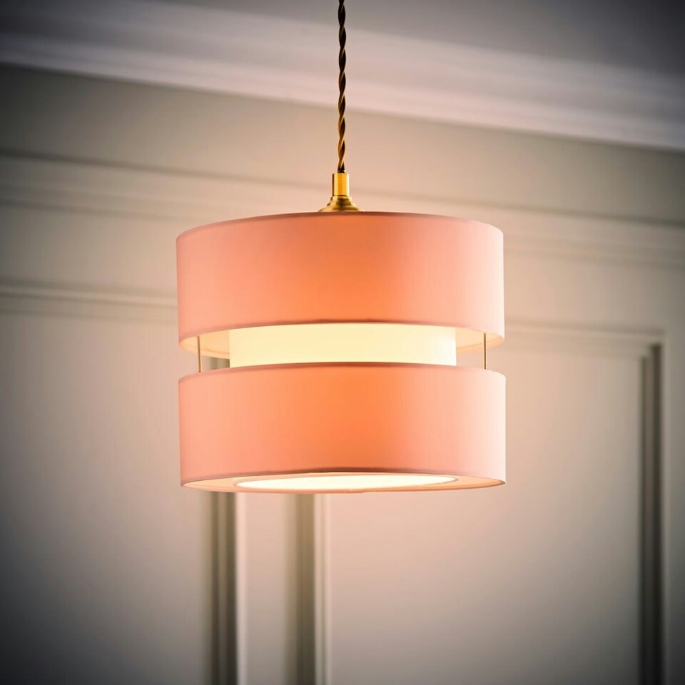 image 1 of ValueLights Sophia Large Easy Fit 2 Tier Pink Lamp Shade & Bulb