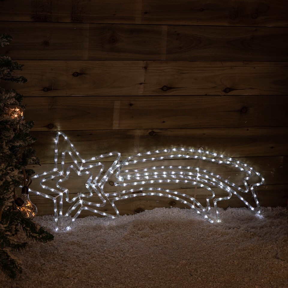 image 1 of 118cm x 46cm Light up Hanging Christmas Star Rope Light with White LEDs