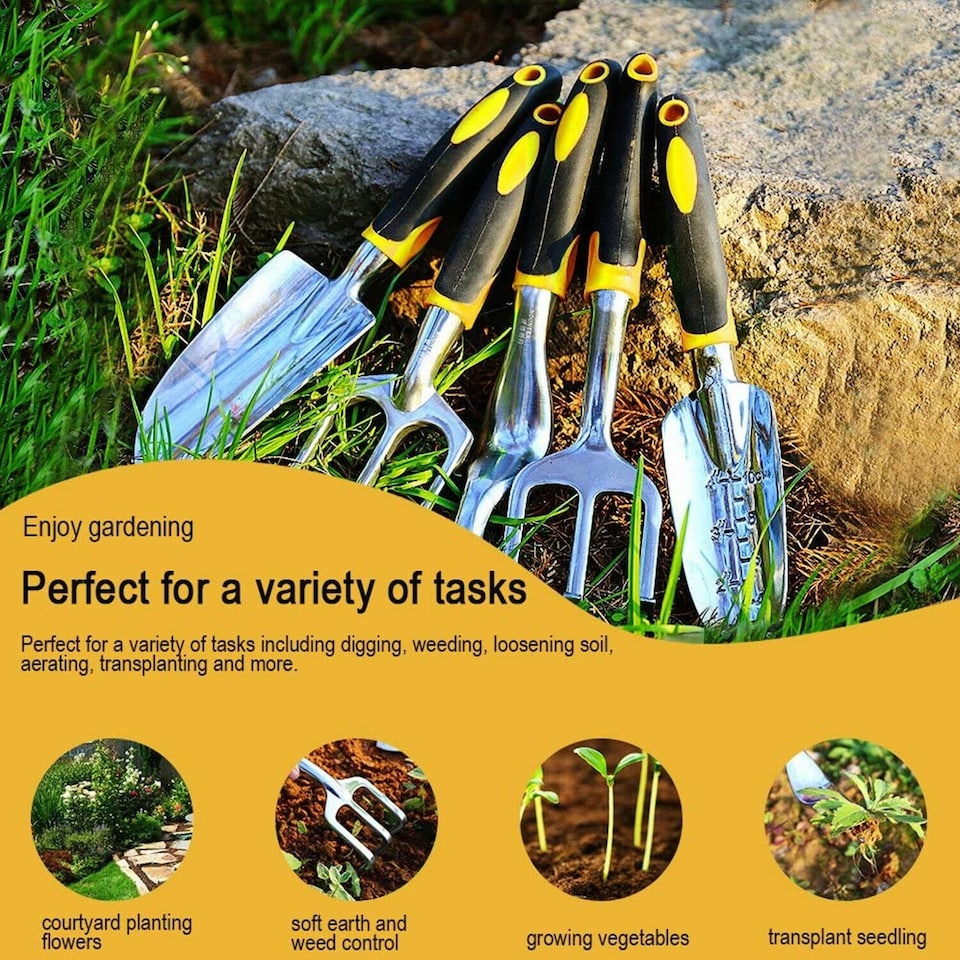 image 1 of 7 Piece Heavy Duty Garden Tool Set & Kit with Storage Bag