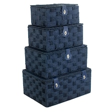 Set of 4 Twisted Blue Paper Picnic Basket | Multi